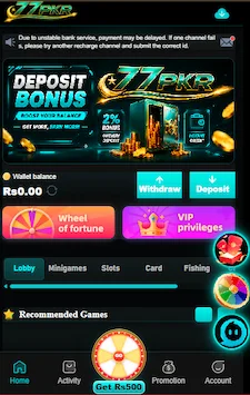 77PKR Game Interface